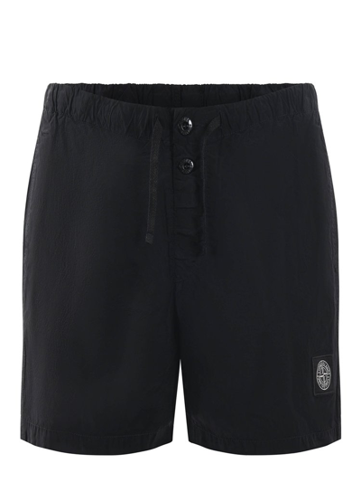 Shop Stone Island Logo Patch Drawstring Swim Shorts In Black