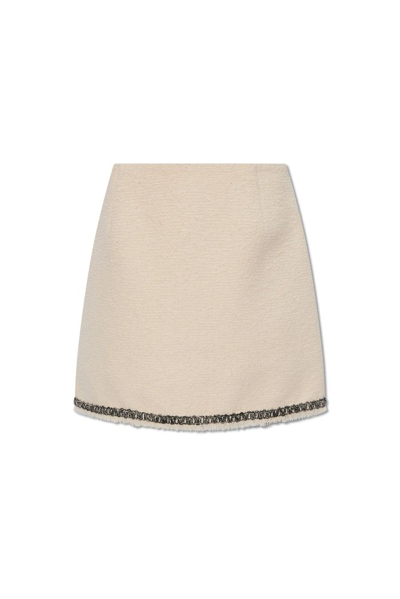 Shop Moncler Tweed Mini Skirt In White