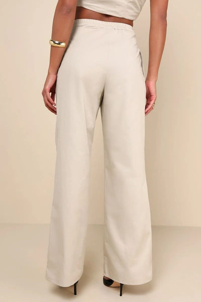 Shop Lulus Sophisticated Pursuits Khaki High Rise Wide-leg Pants In Beige