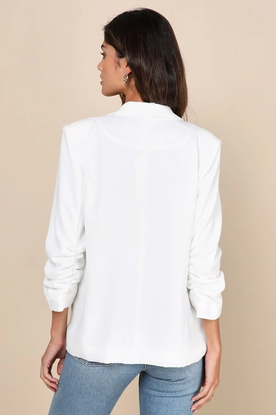 Lulus Established Excellence White Ruched Blazer In White