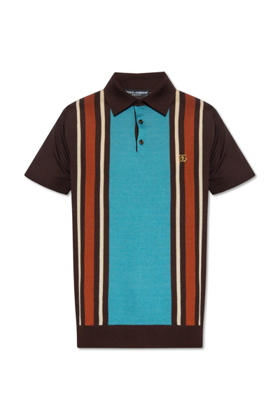 Shop Dolce & Gabbana Striped Polo Shirt In Multi