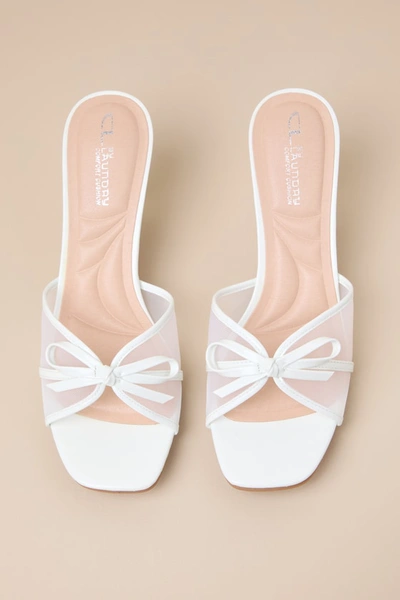 Shop Cl By Laundry Jump Up White Patent Mesh Bow Slide Sandals