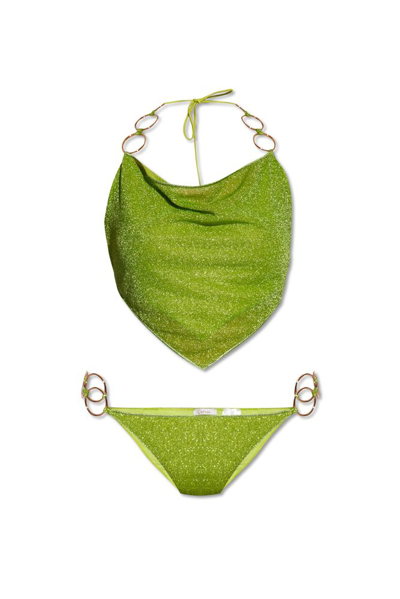 Shop Oseree Oséree Lumière Ring Stretched Bikini Set In Green