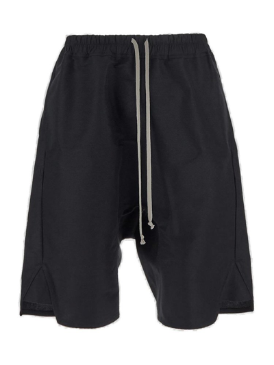 Shop Rick Owens Elasticated Drawstring Waistband Shorts In Black