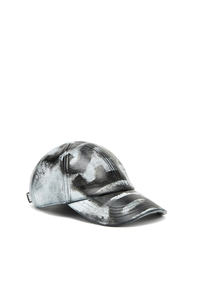 Shop Diesel Baseball Cap In Treated Leather In Multicolor