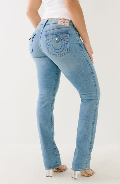 Shop True Religion Brand Jeans Billie Mid Rise Straight Leg Jeans In Medium Cloudless Wash