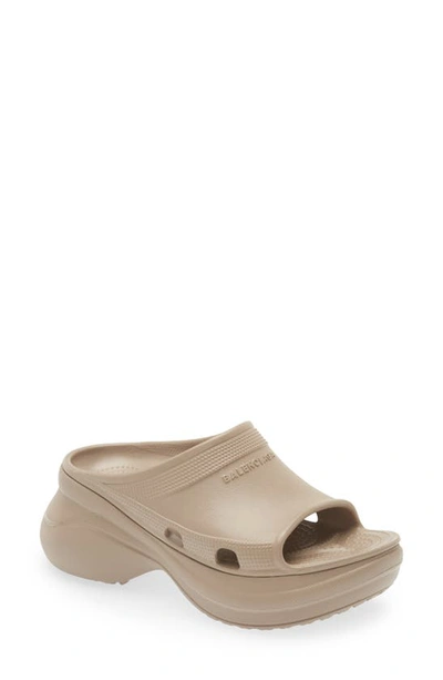 Shop Balenciaga X Crocs Pool Slide Sandal In Beige