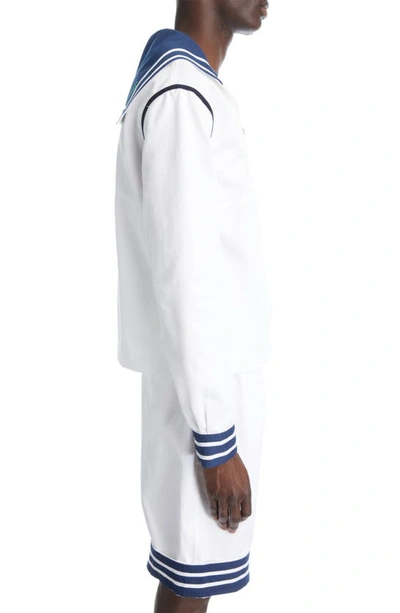 Shop Kenzo Sailor Logo Appliqué Cotton Jacket In 1 - White