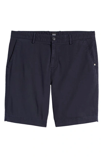 Shop Hugo Boss Boss Slice Stretch Twill Shorts In Dark Blue