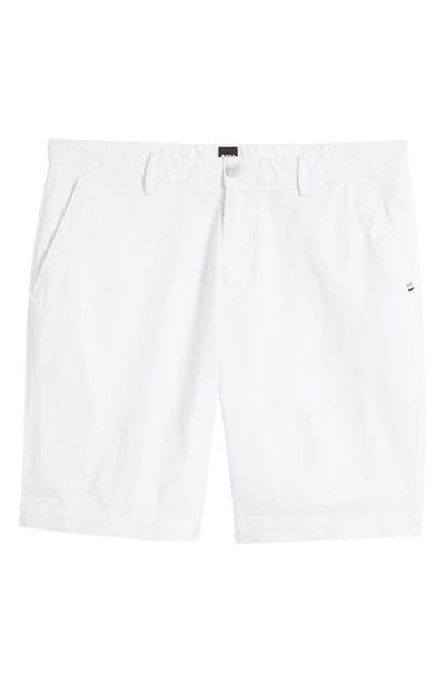Hugo Boss Slice Stretch Twill Shorts In White