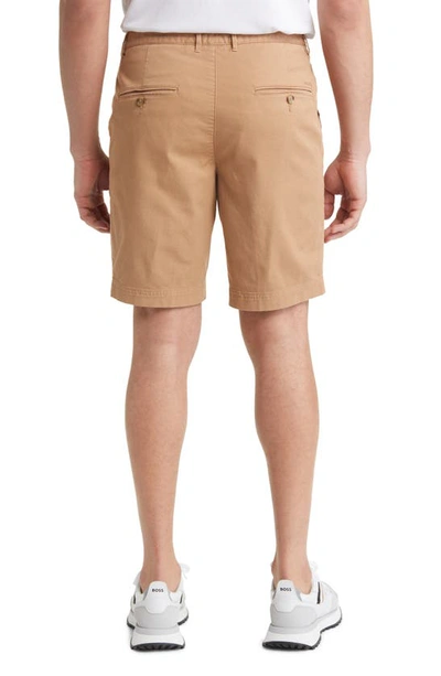 Hugo Boss Regular-fit Cotton-blend Twill Chino Shorts In Medium Beige
