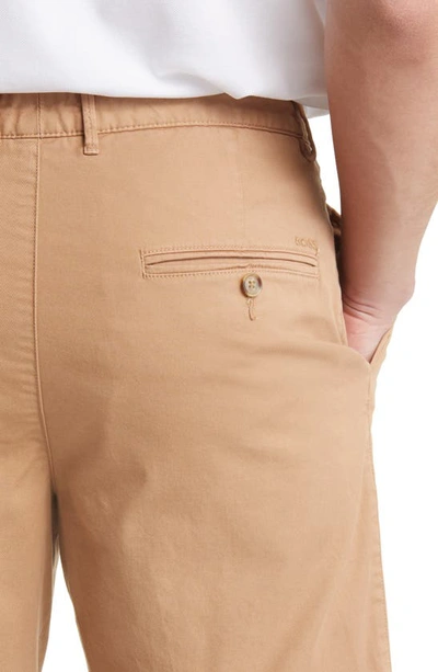 Hugo Boss Regular-fit Cotton-blend Twill Chino Shorts In Medium Beige