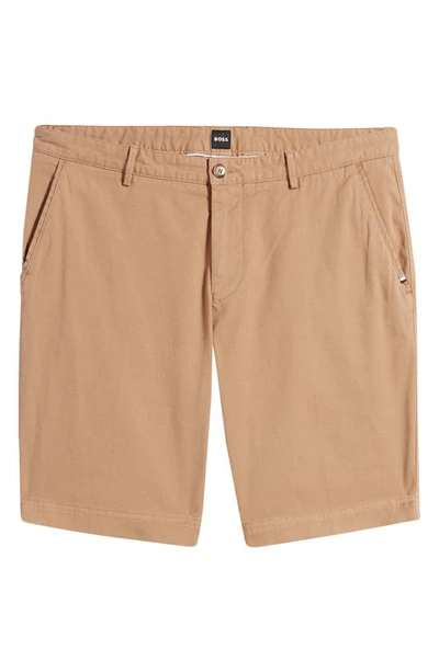 Hugo Boss Regular-fit Cotton-blend Twill Chino Shorts In Medium Beige