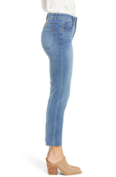 Wit & Wisdom 'ab'solution Raw Hem Slim Straight Jeans In Mbla-mid Blue Artisanal