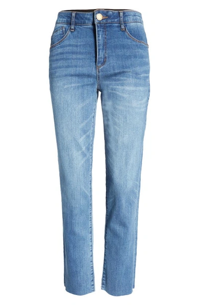 Wit & Wisdom 'ab'solution Raw Hem Slim Straight Jeans In Mbla-mid Blue Artisanal