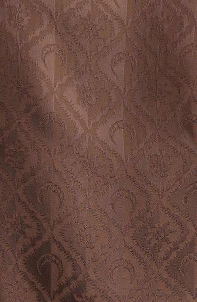Marine Serre Moon Diamant Jacquard Satin Button-up Shirt In Brown