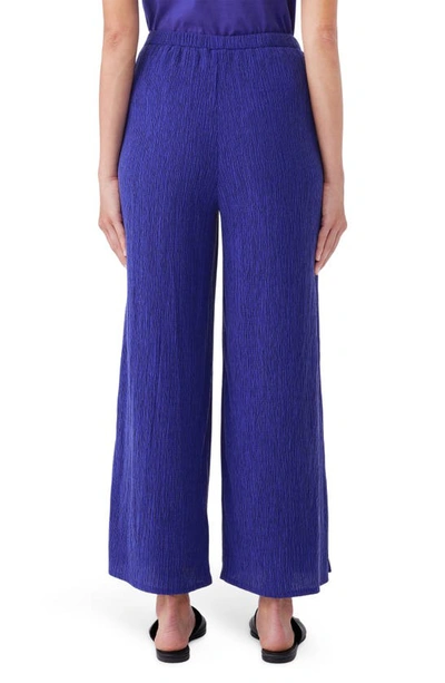 Eileen Fisher Crinkled Wide-leg Ankle Pants In Blue Violet