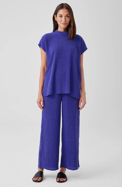 Eileen Fisher Crinkled Wide-leg Ankle Pants In Blue Violet