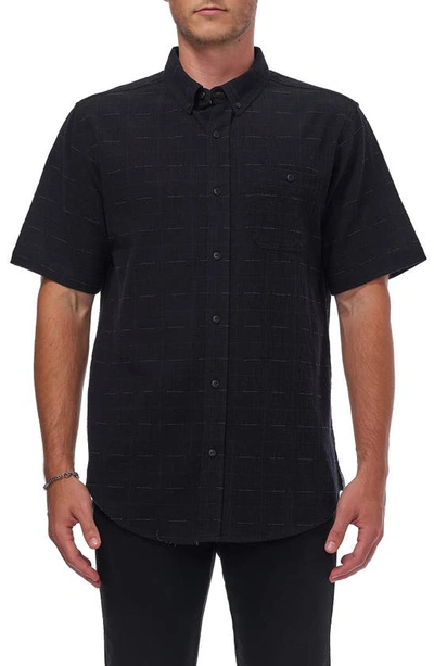 Shop Ezekiel Finley Short Sleeve Woven Shirt In Black