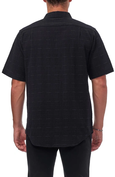 Shop Ezekiel Finley Short Sleeve Woven Shirt In Black
