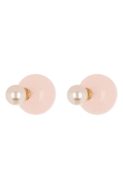 Shop Cara Imitation Pearl Front/back Stud Earrings In Pink