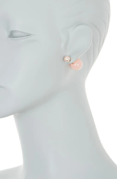 Shop Cara Imitation Pearl Front/back Stud Earrings In Pink