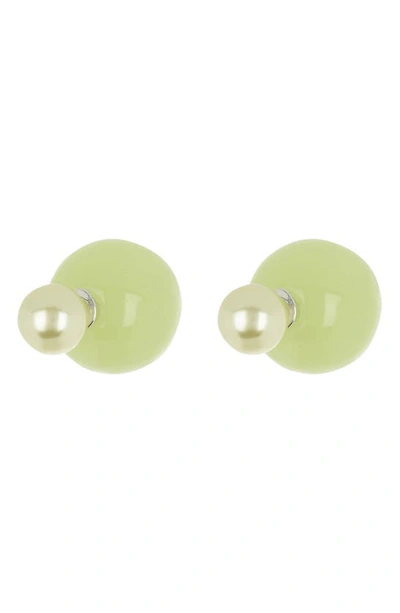 Shop Cara Imitation Pearl Front/back Stud Earrings In Green