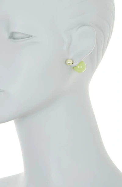 Shop Cara Imitation Pearl Front/back Stud Earrings In Green