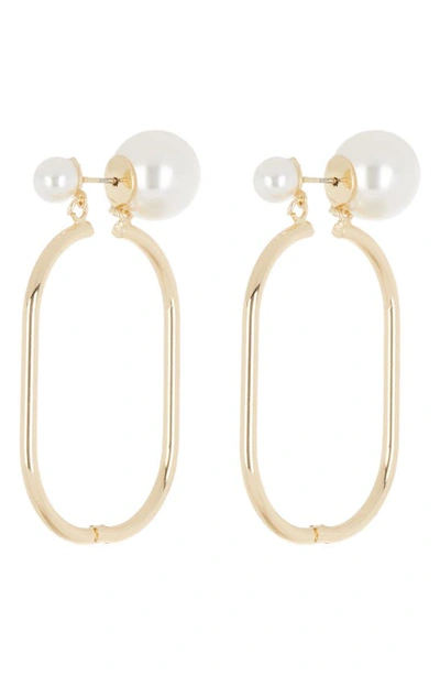 Shop Cara Imitation Pearl Hoop Earrings In Gold