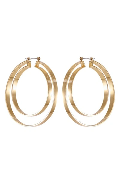Shop Vince Camuto Clearly Disco Double Hoop Earrings In Gold Tone