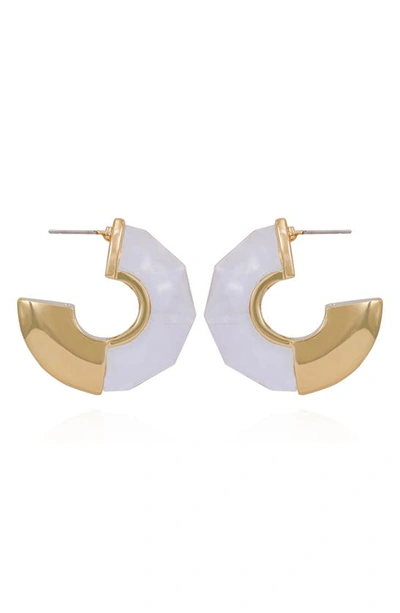 Shop Vince Camuto Clearly Disco Hoop Earrings In White/ Gold Tone