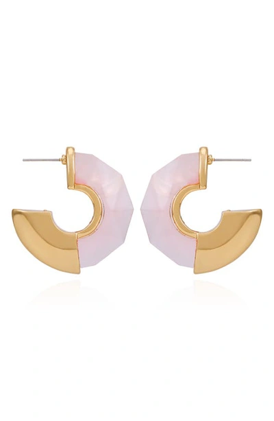 Shop Vince Camuto Clearly Disco Hoop Earrings In Light Pink/ Gold Tone