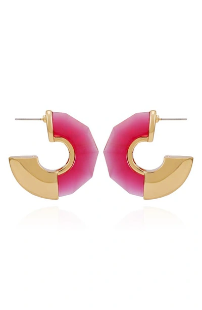 Shop Vince Camuto Clearly Disco Hoop Earrings In Pink/ Gold Tone