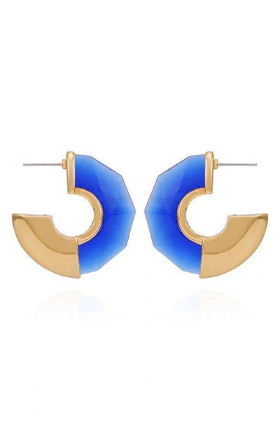 Shop Vince Camuto Clearly Disco Hoop Earrings In Blue/ Gold Tone