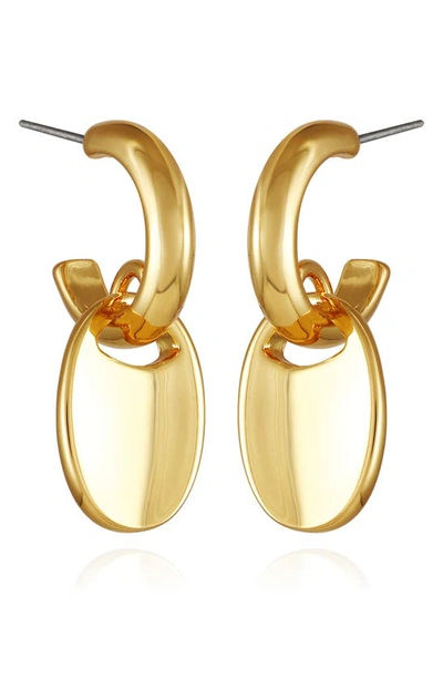 Shop Vince Camuto Huggie Hoop & Disc Earrings In Gold Tone