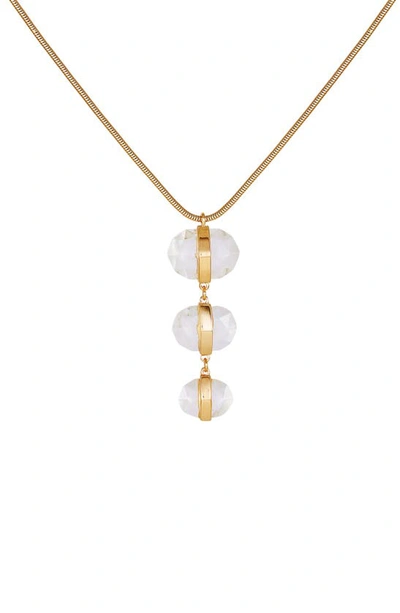 Shop Vince Camuto Clearly Disco Linear Pendant Necklace In Gold Tone