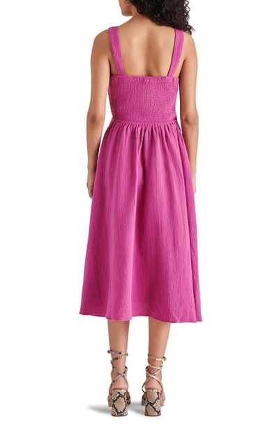Shop Steve Madden Cotton Gauze Midi Dress In Bright Rose