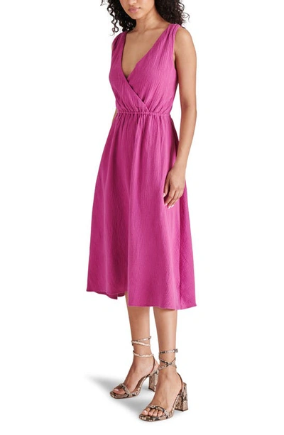 Shop Steve Madden Cotton Gauze Midi Dress In Bright Rose