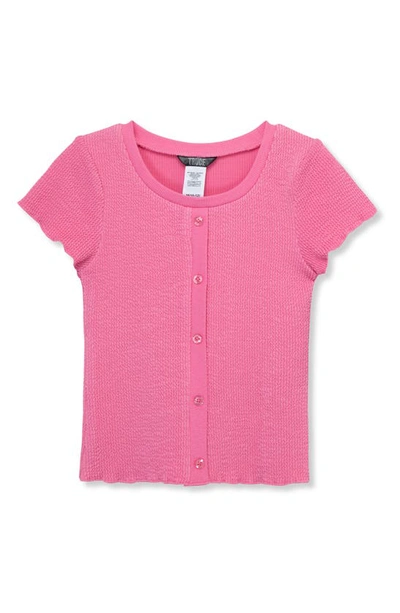 Shop Truce Kids' Textured Button Accent Top In Pink