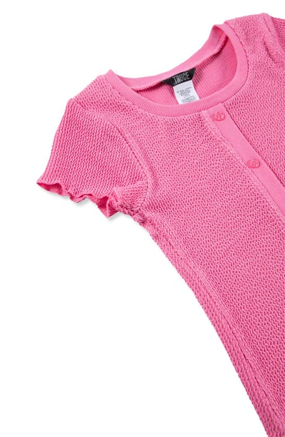 Shop Truce Kids' Textured Button Accent Top In Pink