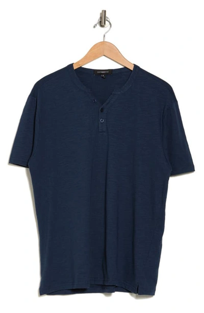 Shop Westzeroone Bryant Short Sleeve Y-neck Shirt In Night Teal