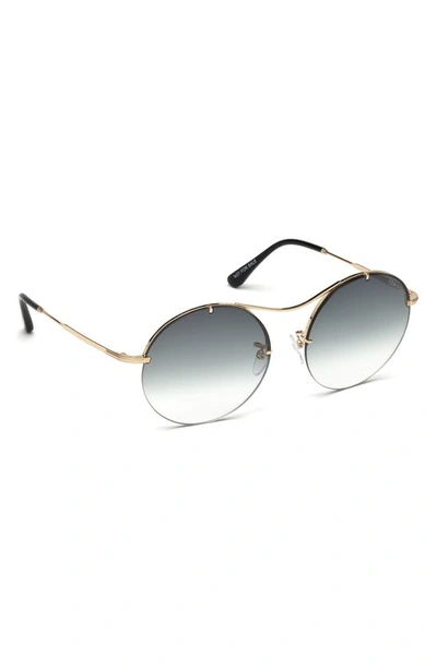 Shop Tom Ford 58mm Round Sunglasses In Shiny Rose Gold / Smoke