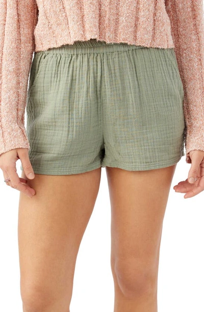 Shop O'neill Carlie Cotton Double Gauze Shorts In Lily Pad