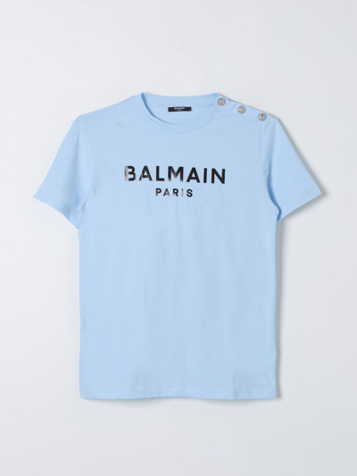 Shop Balmain T-shirt  Kids Kids Color Gnawed Blue