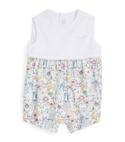 Shop Il Gufo Layette Floral Print Romper (3-12 Months) In Green