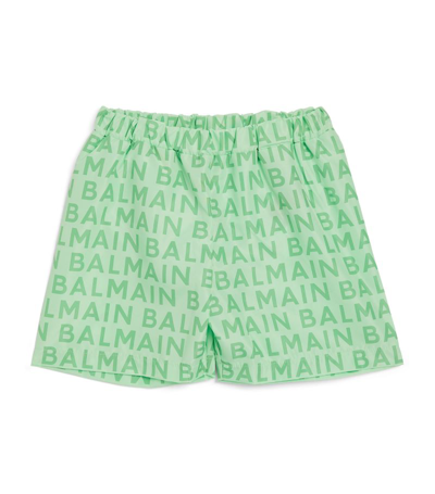 Shop Balmain Logo Swim Shorts (4-14 Years) In Green