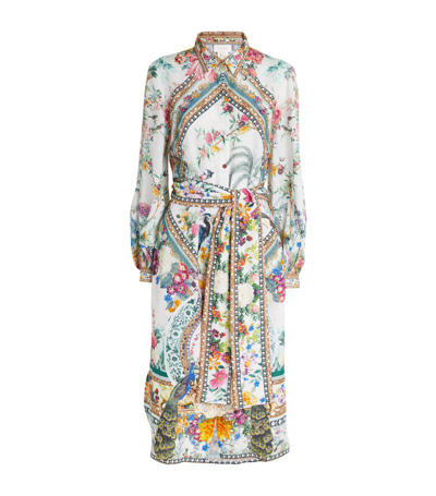 Shop Camilla Linen Plumes And Parterres Shirt Dress In Multi