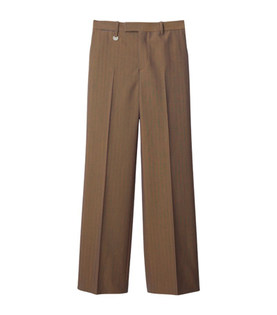 Shop Burberry Wool Tailored Trousers In Brown