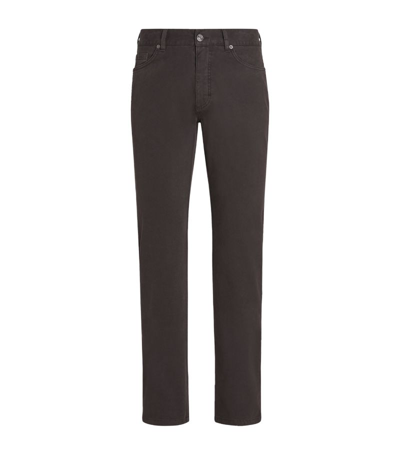 Shop Zegna Stretch-cotton Roccia Slim Jeans In Brown