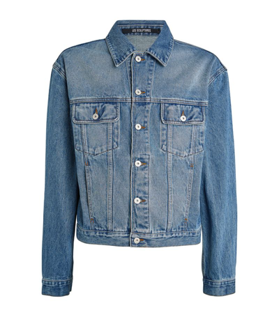 Shop Jacquemus Collared Denim Jacket In Blue